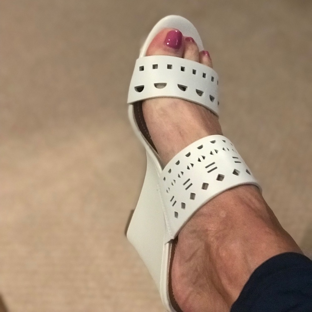 White wedge sandals